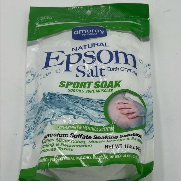 Amoray Premium Spearmint + Menthol Sport Soak Natural Epsom Salt 1and Lavender - Picture 1 of 3